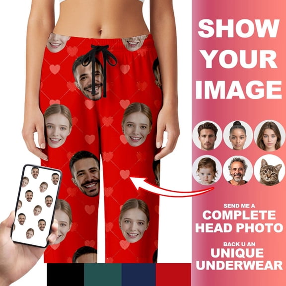 thosestan Personalized Pajamas Pants with Photo for Men Women Custom Pajama Pants Customized Pajama for Valentines Birthday Gifts