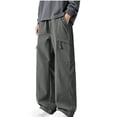 thumbnail image 3 of IhhxPro Men's Outdoor Cargo Pants with Elastic Waist Multi-Pockets Work Drawstring Trousers Lightweight Cotton Hiking Jogger Straight Leg Casual M-5XL, 3 of 7