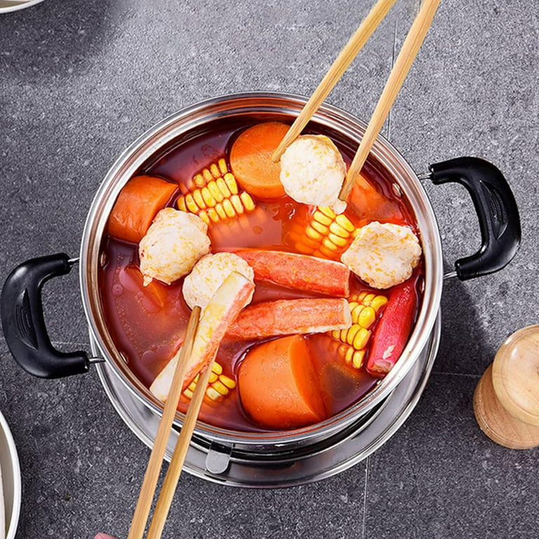 Wovilon Shabu Hot Pot Stainless Steel Chafing Dishes Hotpot Single Mini  Cooking Pot Cookware Non-Magnetic Burner