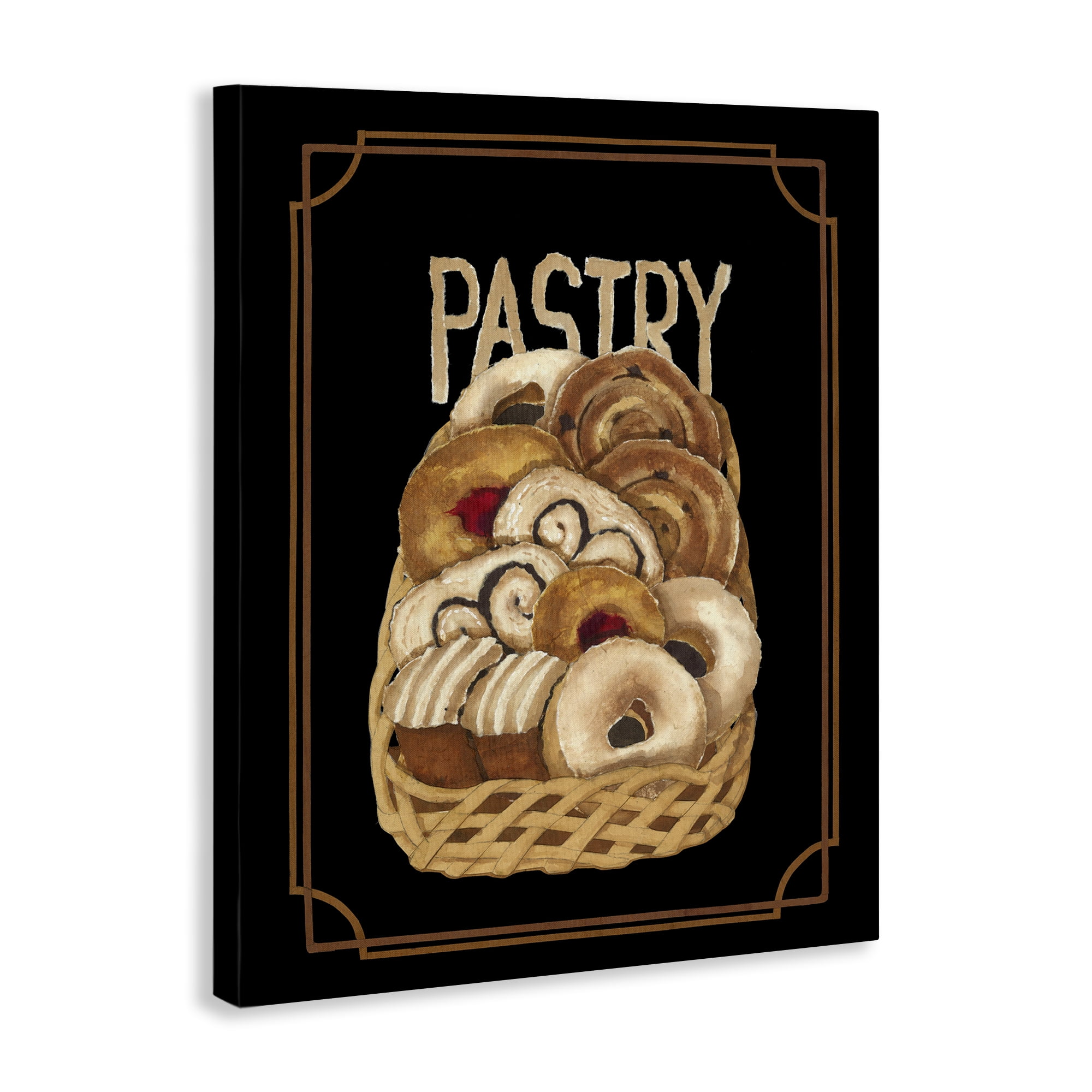 Stupell Industries Traditional Pasty Basket Food & Beverage Painting Gallery Wrapped Canvas Art Print Wall Art, 36 x 48