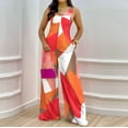 thumbnail image 2 of Lilgiuy Jumpsuits For Women Summer Sleeveless Pocket High Waisted Printed Straight Pants Fashion Romper Pants Red 12(XXL) Fall Fashion for 2022 Spring Winter, 2 of 5