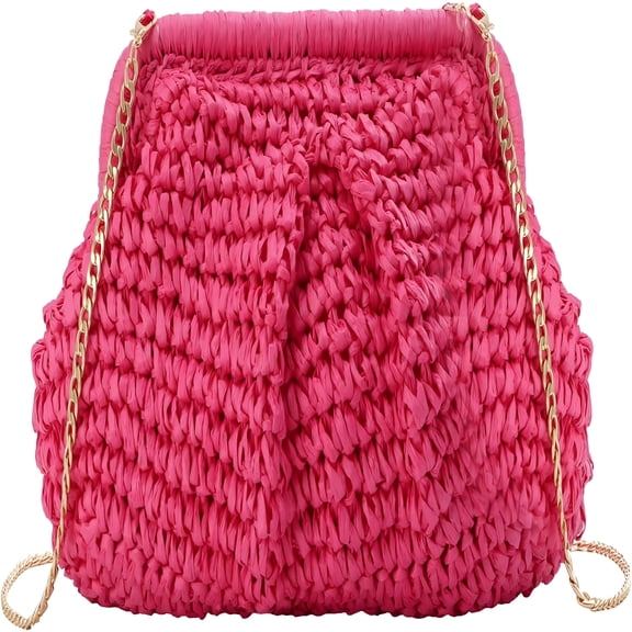 GASTROPOD Straw Dumpling Clutch Purse, Summer Vacation Beach Crossbody Bag for Women, Raffia Wicker Rattan Woven Clutch