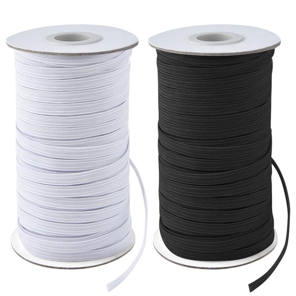coopay 80 yardas de largo 14 de ancho Cordón elástico Bandas elásticas Cuerda elástica Bobina elástica de punto pesado para coser 2 rollos de 40 yardas (blanco y negro 14 pulgadas)