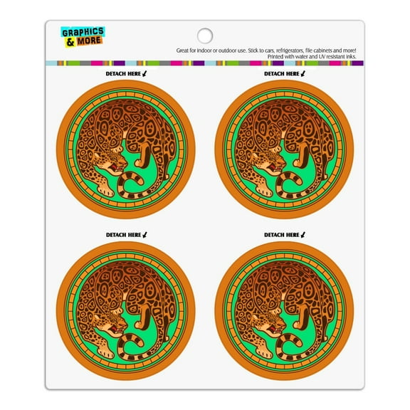 Jaguar in Gold Circle Refrigerator Fridge Locker Vinyl Circle Magnet Set