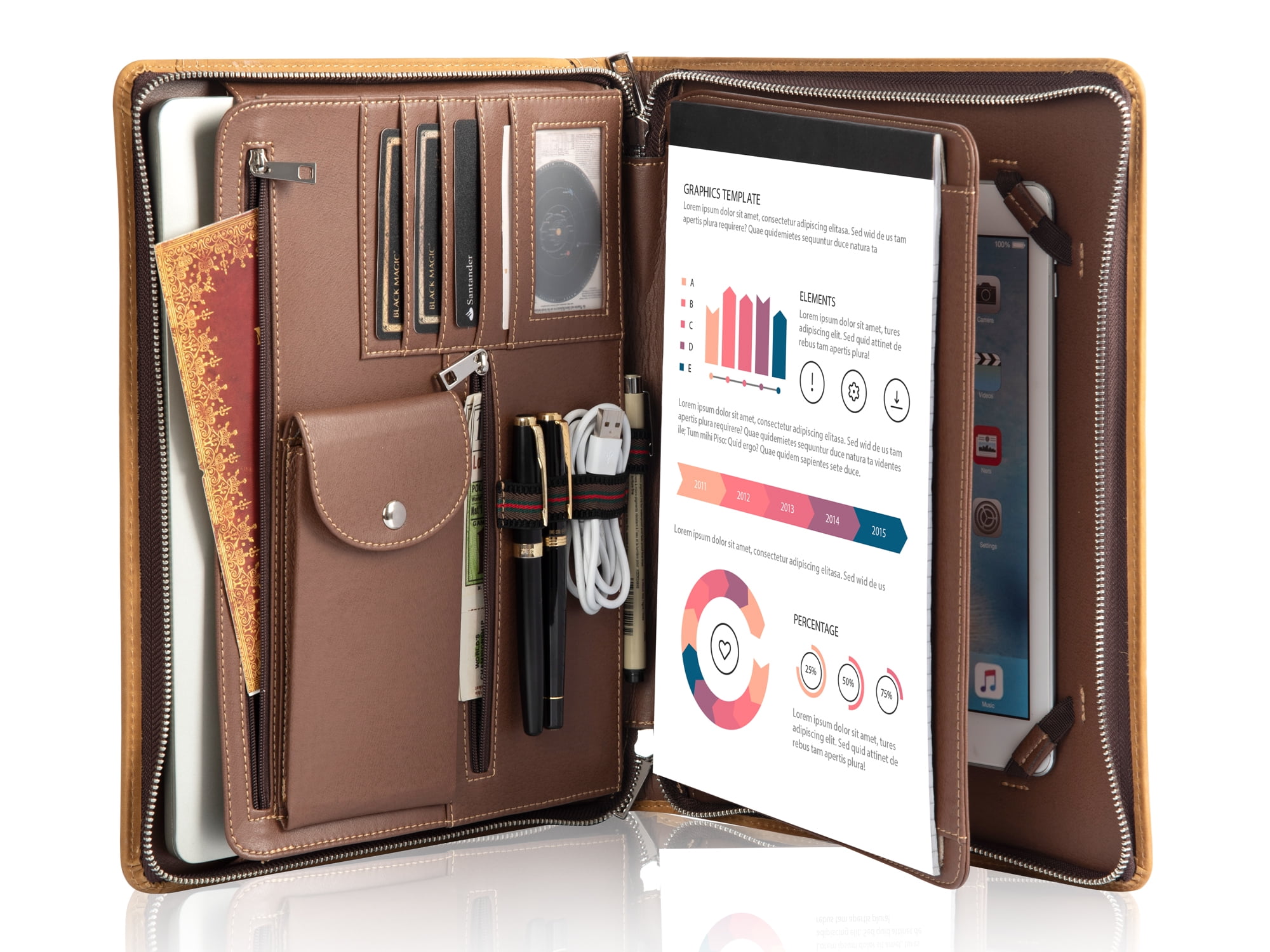 Genuine Leather Portfolio Folder, iPad Portfolio Case for iPad Pro 12.9 ...