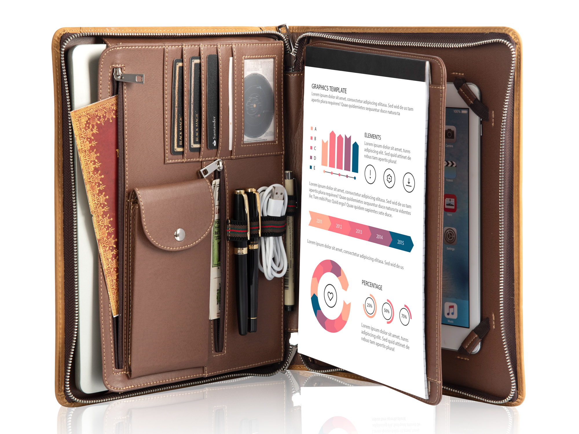 Genuine Leather Portfolio Folder, iPad Portfolio Case for iPad Pro 12.9