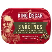 King Oscar Brisling Sardines in Extra Virgin Olive Oil, Spicy Cracked Pepper, 3.75 Oz