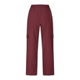 thumbnail image 5 of MXUIKV Linen Pants for Women Lightweight Cozy Loose Fitted Pants with Multi Pockets Travel Beach Cargo Pants, 5 of 6