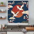 thumbnail image 4 of Japanese Style Sheer Curtains 63 Inches Long, Modern Cranes Cherry Flower Wave Navy Blue Light Filering Curtains, Breathable Simi Curtain Privacy Drapes for Living Room Bedroom Window Treatment, 4 of 9