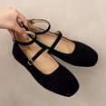 thumbnail image 5 of Xijirk Square Toe Flats for Women Adjustable Buckle Strap Suede Ballet Flats with Cushioned Insole Comfort Casual Shoes for Daily Outings and Lunches,Black,7, 5 of 6