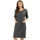 thumbnail image 1 of Camisa de dormir elegante frontal con botones de mangas cortas para mujer con camisón de dormir con bolsillos Gris S, 1 of 6