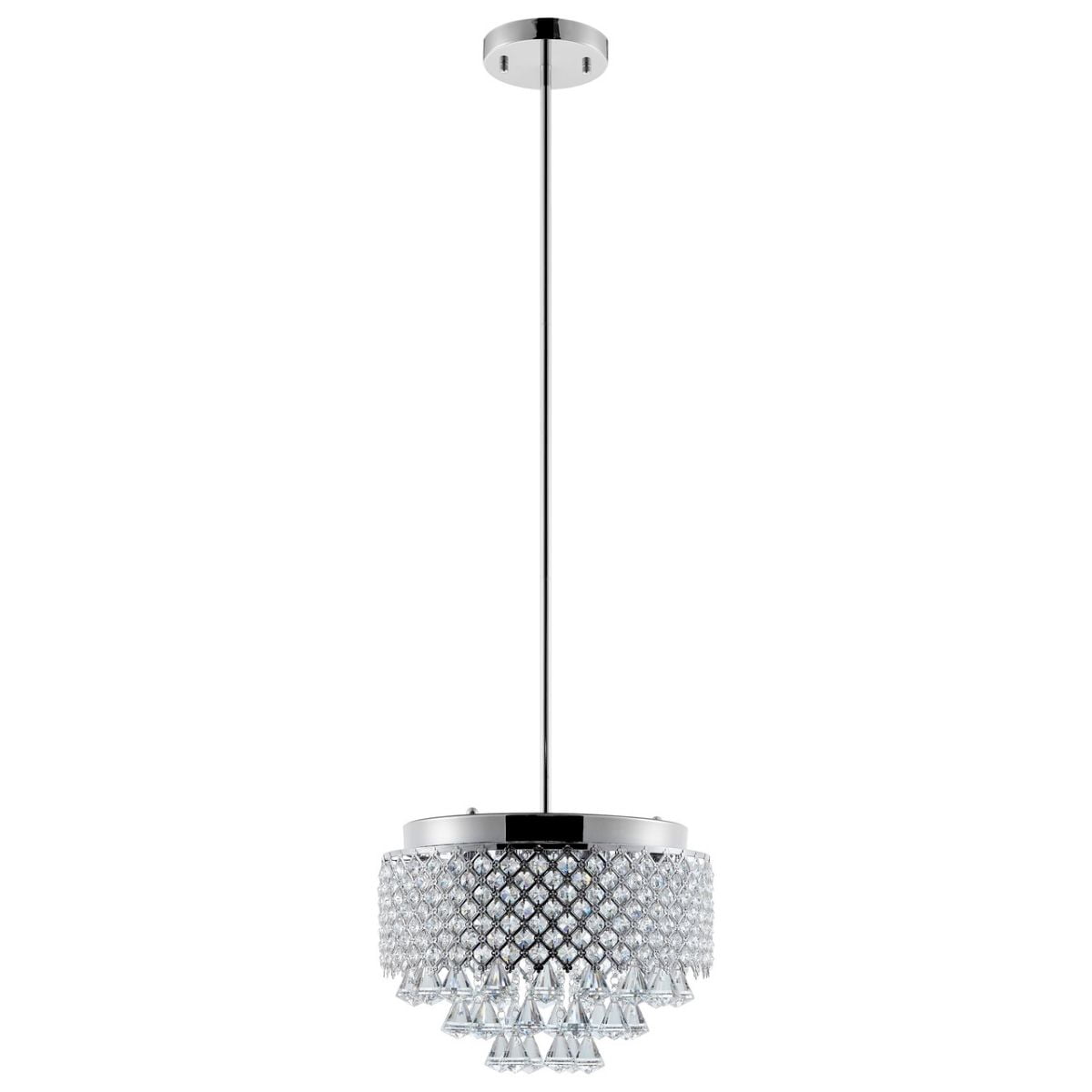 Finesse Decor Dimmable Tube Style Flush Pendant Lamp Chandelier, Silver