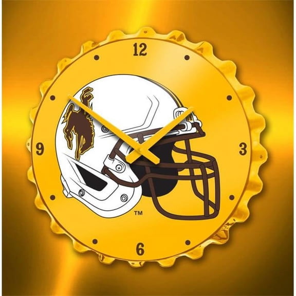Grimm Industries WY-540-03 Team Spirit Bottle Cap Wall Clock - UW Helmet, Brown & Gold
