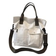 thumbnail image 4 of Bolso de Lona de Alta Resistencia, Bolso de Gran Capacidad, Cierre de Broche a Presión con Bolsillos, Bolso de Mensajero, Bolso de Hombro para Carrito Blanco Hugo Bolso, 4 of 10