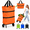 Orange-, variant on Foldable Shopping Cart with Wheels, Expandable Rolling Shopping Bag