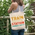 thumbnail image 2 of Could Be a Train Station Kinda Day, Railway Staff or Worker & Traveler, 12oz Canvas Tote Bag, 2 of 2