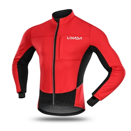Lixada Men's Windproof Cycling Jacket Winter Thermal Polar Fleece MTB Bike Bicycle Riding Running Clothing Sportswear Jacket (Best Winter Cycling Jacket)