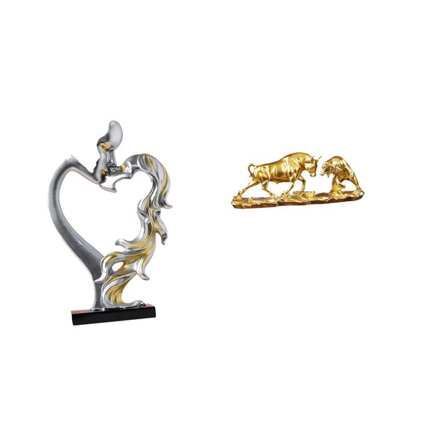 Estatua de pareja besándose, figura de pareja, escultura de toro, estatua de animal, adorno de escritorio de resina moderno, adecuado para regalos de