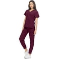 thumbnail image 4 of Hey Collection Womens Stretch Colorful V-Neck Jogger Scrubs Set, Medical Nursing Tops with Four Pocket Scrubs Jogger Pants, 4 of 4