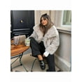 thumbnail image 5 of Female Faux Fur Coat Faux Fur Jacket Long Sleeve Lapel Furry Winter Jackets Parka Short Coat Ivory Gray XXL, 5 of 9