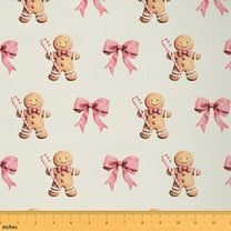 Castle Fairy Merry Christmas Fabric by the Yard 2 Yards for Girls,Kawaii Bow Room Decor Fabric by the Yard,Gingerbread Man Sewing Fabric,Microfiber Bedroom Decor
