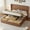 Natural Wood + Iron + Synthetic Wood + American Design + King, variant on Lift Storage and No Noise Wooden Platform Bed Frame, Queen