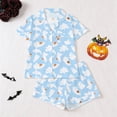 thumbnail image 2 of Tisuna Halloween Womens Pajamas Set Pumpkin Ghost Print Short Sleeve Button Down Tops And Shorts Sleepwear Pjs Sets Cute 2 Pieces Housewear S-XXL, 2 of 9