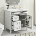 thumbnail image 3 of Euroco 30” Bathroom Vanity with Sink, Modern Freestanding Bathroom Cabinet with Tip-Out Drawer, Soft-Close Doors & Shelves, Hidden Storage Organizer, 3 of 9