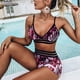 thumbnail image 2 of MKLEKYY Trajes De Baño Women Color 2Pack Tropical Print Bikini Swimsuit Split Push Up Two Piece Beachwear Swimwear, 2 of 6