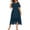 DT-Navy, variant on DailyTrove Women's Solid Color Off-Shoulder Maxi Dress, Short Sleeve, Casual Garden & Brunch Wear, Lightweight Linen Blend, Fit & Flare, Contrast Hem