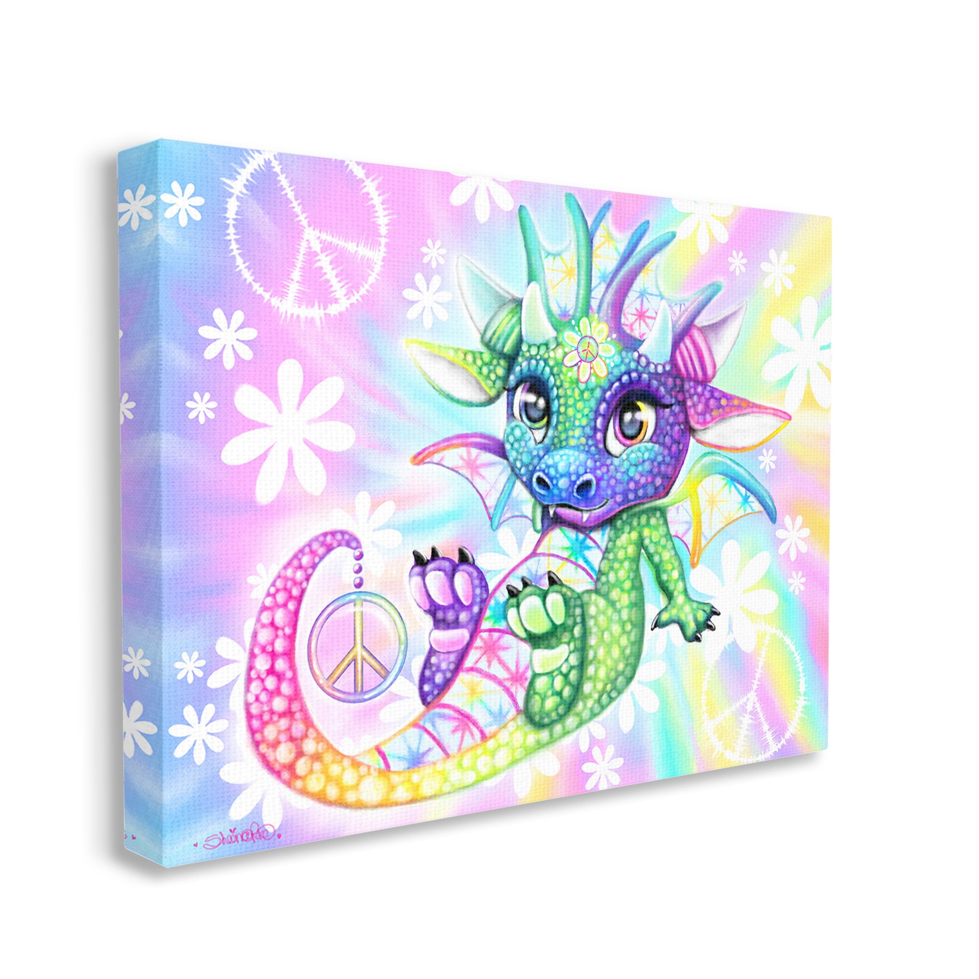 Stupell Industries Groovy Dragon Pattern Fairy Tales & Fantasy Painting Gallery Wrapped Canvas Art Print Wall Art, 30 x 24