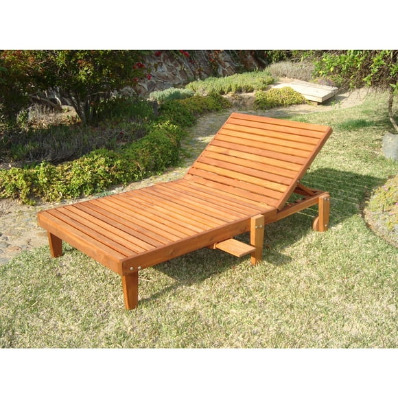 Best Redwood 36" Solid Wood Outdoor Wide Chaise Lounge in Natural