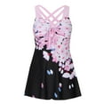 thumbnail image 4 of XUNKUSGA Two Piece Swimsuit for Women Fashion Multicolor Flower Leaf Print Swim Dress for Women Swimwear Sling Split Swimsuit Beach Bathing Suit Classic Tummy Control Swimsuits for Women S-5XL Pink, 4 of 5