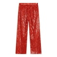 thumbnail image 6 of HULIJA Kids Girls Sequin Modern Jazz Dance Pants Disco Party Flared Trousers Wide Leg Bell Bottoms Red 16, 6 of 7