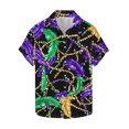 thumbnail image 2 of Ceisia Men's Mardi Gras Festive Print Short Sleeve Button-Up Shirt Collection | Feather & Bead Web Button-Up Shirt Gifts, 2 of 8