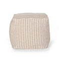 thumbnail image 5 of Noble House Arwen Boho Yarn Pouf in Light Brown and White, 5 of 7
