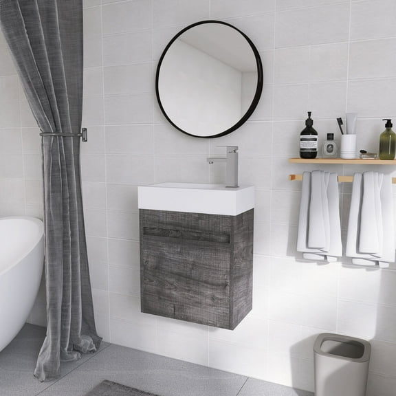 Holaki 18" Floating Bathroom Vanity with Sink and Soft Close Door, for Small Powder Room, Gray