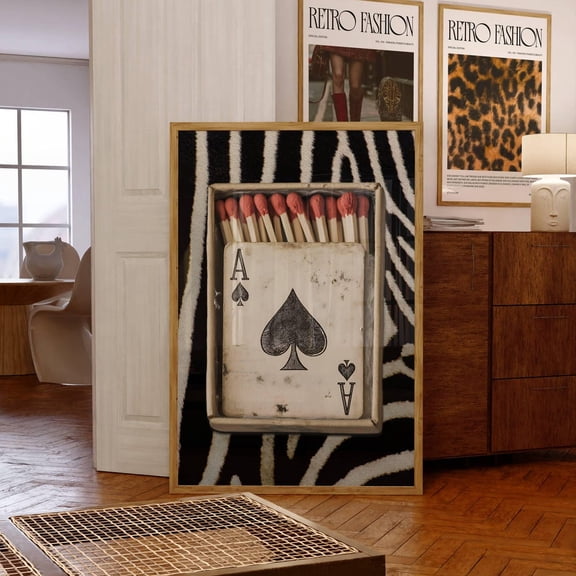 Retro Zebra Matchbox Print Playing Card Wall Art Trendy Dorm Decor PHYSICAL POSTER