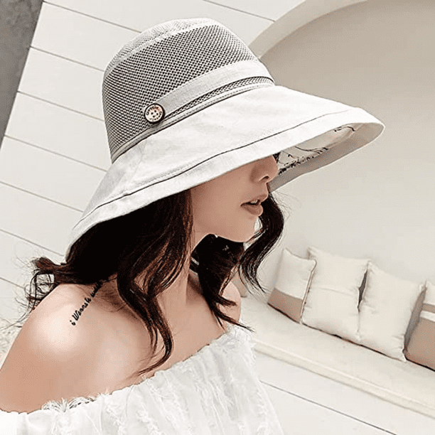 Women's Mesh Sun Hats Summer UV Protection Wide Brim Beach Fishing Cap