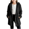 thumbnail image 6 of Atogsazn Kids Girls Fuzzy Knitted Jacket Children Loose Button Down Long Sleeve Hooded Coat Winter Warm Tops Clothes Black 9-10 Years Fashion, 6 of 6