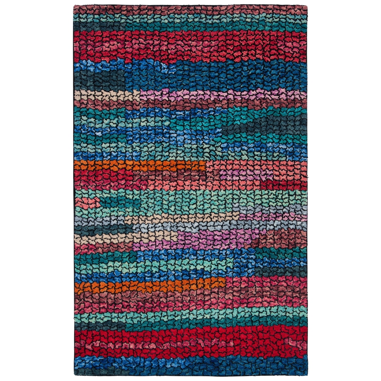SAFAVIEH Aspen Leontyne Geometric Wool Area Rug, Navy/Red, 5' x 8'