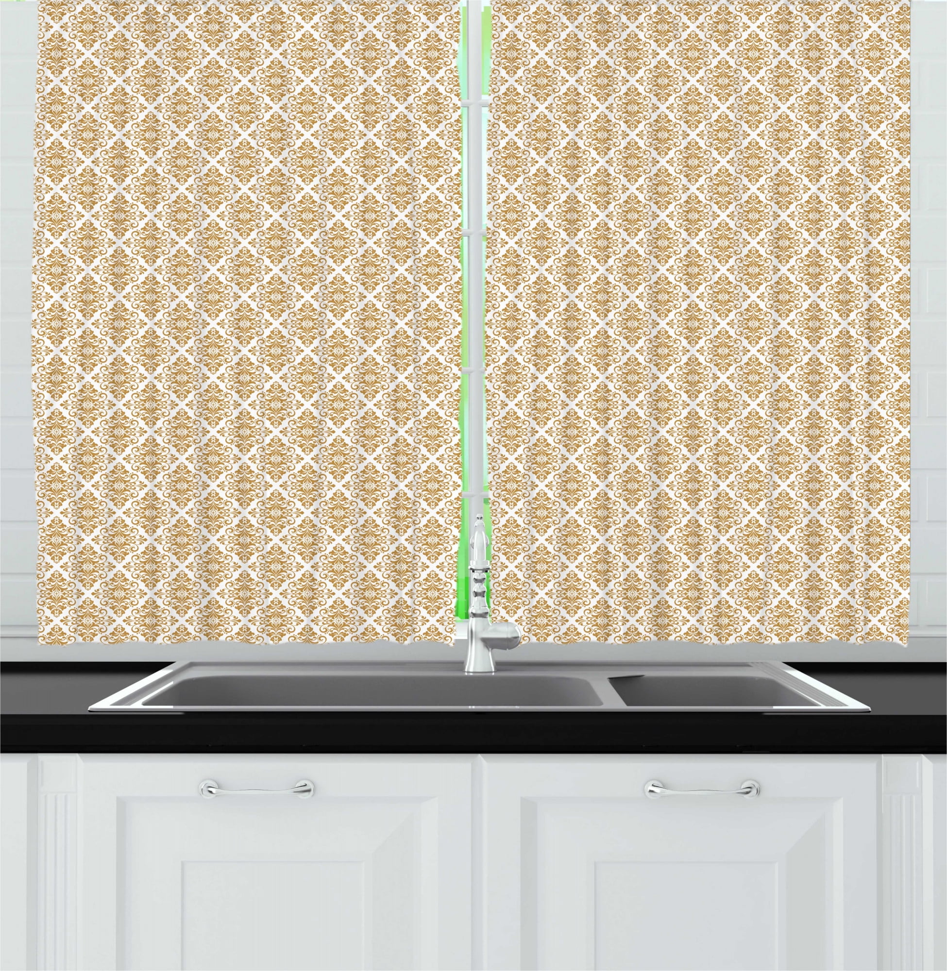 Victorian Kitchen Curtains, Vintage Style Baroque Swirly Rococo Pattern ...