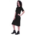 thumbnail image 5 of Moomaya Womens Straight Short Sleeve Dress Plain Casual Relaxed Fit Dresses w/ Pockets, 5 of 7