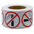thumbnail image 3 of 500pcs/roll No Smoking Logo Sign Restaurant Bus Shop Round Warning Stickers, 3 of 5