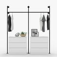 thumbnail image 2 of ZXNYH industrial pipe clothing rack clothes rack for wardrobe, bedroom and as walk-in closet system. Sturdy clothing racks for hanging clothes I wall mounted heavy duty clothes rack…, 2 of 5