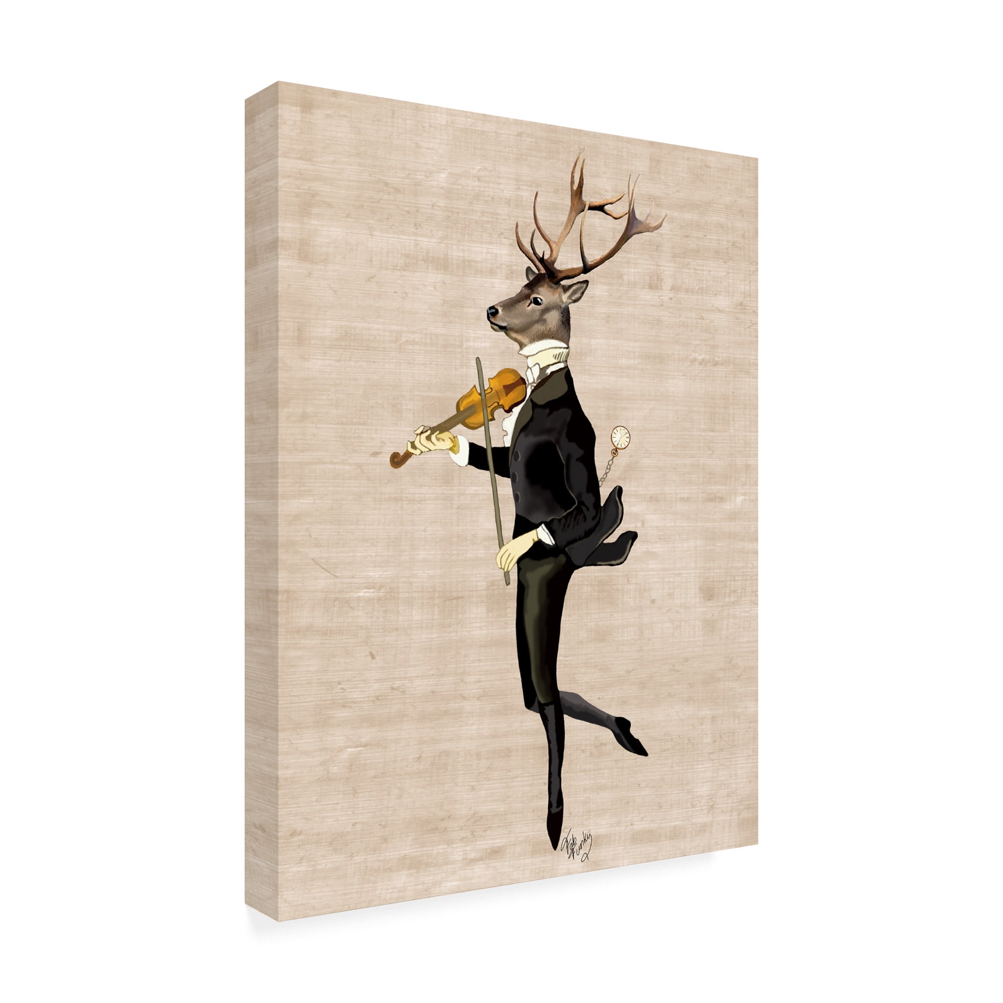 Trademark Fine Art 'Dancing Deer With Violin' Canvas Art by Fab Funky
