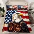 thumbnail image 2 of Feelyou Wildlife Eagle Boys Full Size Sheets, Vintage American Flag Bed Sheets, Rustic Farmhouse Hunting Sheet Sets, Lightweight Room Decor, 4pcs, 2 of 7