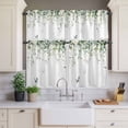 thumbnail image 4 of 3 Piece Kitchen Curtains and Valances Set Eucalyptus Cafe Curtains 36 Inch Length Butterfly Sage Green Leaf Farmhouse Plant Valance & Tier Curtain for Living Room Bedroom Window 54"x18"+27"x36"*2, 4 of 6