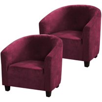 2 Pack Club Chair Cover Velvet Stretch Tub Chair Slipcover Spandex Soft Armchair Sofa Cover Furniture Protector for Living Room Bar Cafe Hotel (Burgundy)