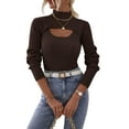 thumbnail image 5 of Liacowi 2Pcs Women Cutout Knitted Sweater Long Sleeve Turtleneck Shrug Crop Jumper + Ribbed Sling Vest Tops, 5 of 7